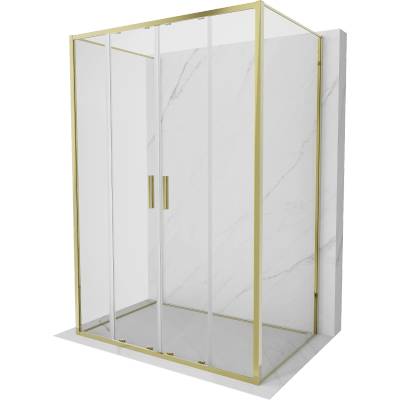 Mexen Exo-3S тристенна плъзгаща се душ кабина 160 x 90 см, прозрачна, златна (8152-160-090-50-00-3S)