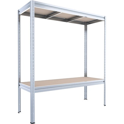 Biedrax Velký regál do sklepa 60 x 160 x 177 cm, pozink, 2 police MDF, nosnost 400 kg na polici