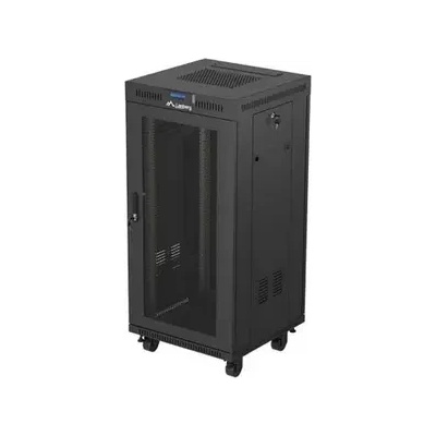 Lanberg Комуникационен шкаф, Lanberg Rack Cabinet 19" Free-Standing 24U/600X600 (FlAT Pack) With Mesh Door LCD Black V2 (FF01-6624-23BL)