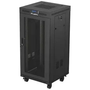 Lanberg Комуникационен шкаф, Lanberg Rack Cabinet 19" Free-Standing 24U/600X600 (FlAT Pack) With Mesh Door LCD Black V2 (FF01-6624-23BL)