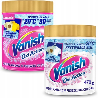 Vanish Sada Oxi Action Odstraňovač skvrn v prášku pro barevné a bílé prádlo 2 x 470 g