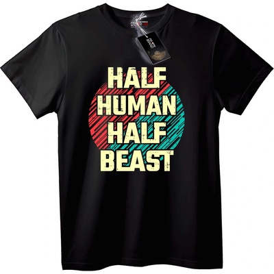 NOONEBRAND Тениска Наполовина Човек, Наполовина Звяр - 3XL, White