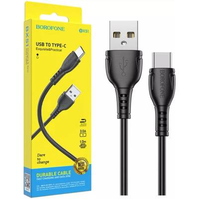 BOROFONE BX54 черен 1 м кабел за зареждане с оплетка USB-C