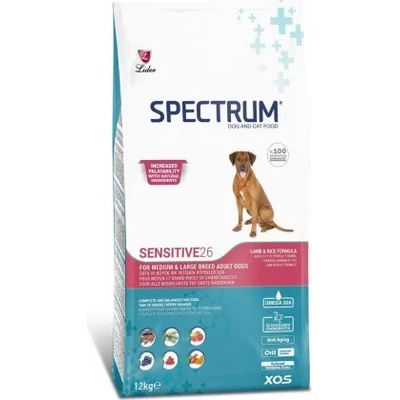 LIDER Spectrum Sensitive 26 - Пълноценна храна за израснали кучета от средни и едри породи с чувствителен стомах или капризен апетит, с агне 12 кг, Турция