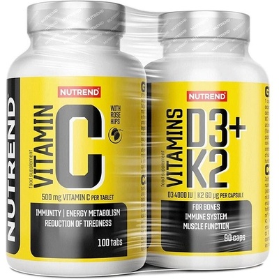 Nutrend Vitamin C so šípkami 100 tabliet + Vitamins D3+K2 90 kapsúl