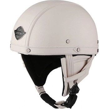 Мотоциклетна ретро немска кожена каска, бяла