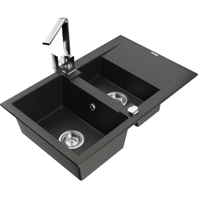 Mexen Gaspar гранитна мивка 1, 5-камерна с отцедник и кухненски смесител Rita, (6507-75-670300-00)