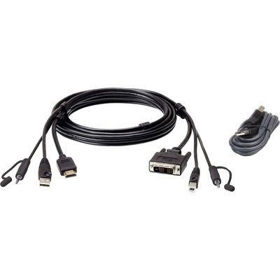 ATEN hdmi към dvi-d комплект защитен kvm кабел 1, 8 м черен кабел 2l-7d02dhx2 (2l-7d02dhx2)