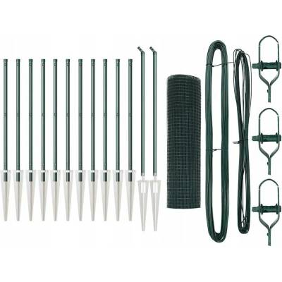 Sada PVC sloupků pro oplocení, 2 kusy, zelená (PVC, kov)