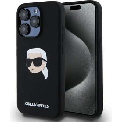 KARL LAGERFELD KLHMP15LSKHPPLK iPhone 15 Pro 6.1" черен/черен твърд калъф Силиконов Karl Head Print MagSafe (3666339257149)