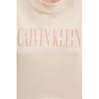 Calvin Klein Jeans Памучна тениска Calvin Klein Jeans в бежово J20J225578 (J20J225578)