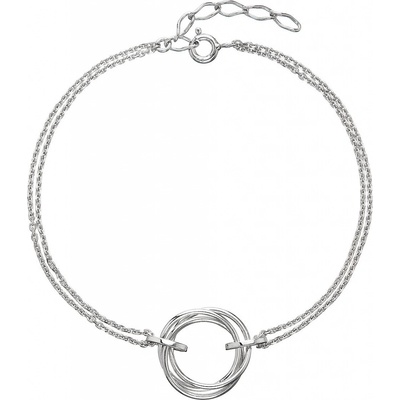 Pavona stříbrný tři kroužky na dvojitém řetízku 63001