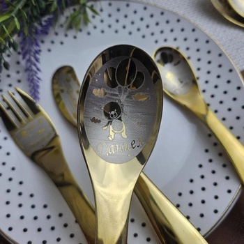 Creatomia Детски прибори за хранене с гравирано име и Мече - Creatomia