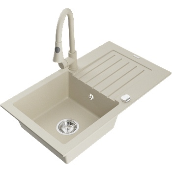 Mexen Pablo гранитна мивка с 1 отделение с отцедник и кухненски смесител (6510-69-670101-69)