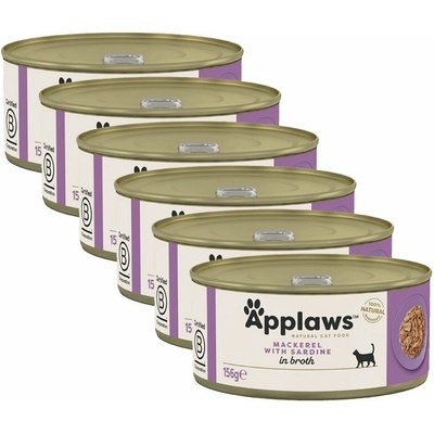 Applaws Cat Makrela so sardinkami vo vývare 6 x 156 g