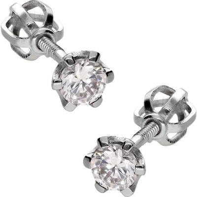 Zlaton Náušnice bílé zlato se zirkonem pecky 0.5cm 1g 000393005248