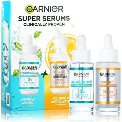 Garnier Skin Naturals Vitamin C rozjasňujúce sérum s vitamínom C 30 ml + Garnier Skin Naturals Hyaluronic Aloe upokojujúce a hydratačné sérum 30 ml darčeková sada