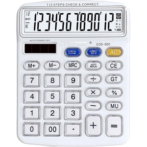 CTIFREE ECO-001 бял калкулатор, 120x154mm, 12 цифри, двойно захранване, 2 години гаранция ECO-001(SDC-3811C) (ECO-001(SDC-3811C)) Калкулатори