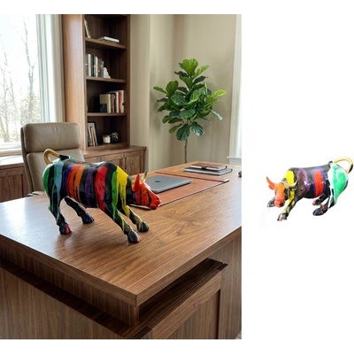 Pop art socha útočící býk – designová interiérová figura dekorace býka – 32 cm