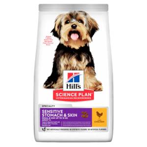 Hill's Hills Science Plan Small & Miniature Sensitive Stomach & Skin за дребни и миниатюрни породи с чувствителен стомах и кожа, 1.5kg