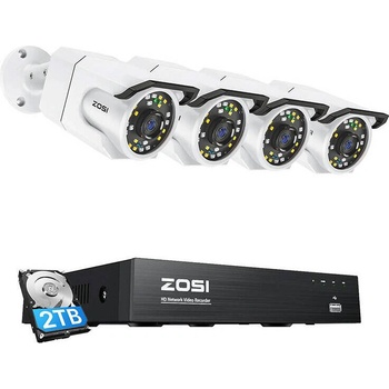 ZOSI ZOSI C105 IP комплект от четири камери, 8MP + NVR 8ch + 2TB HDD, Wi-Fi (C105*4+NVR 2TB HDD)