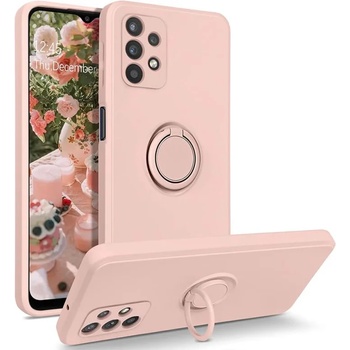 Samsung Кейс Vennus Silicone Ring за Samsung Galaxy A33 5G, Метален ринг, Защита около камерата, Светло розов (3621)