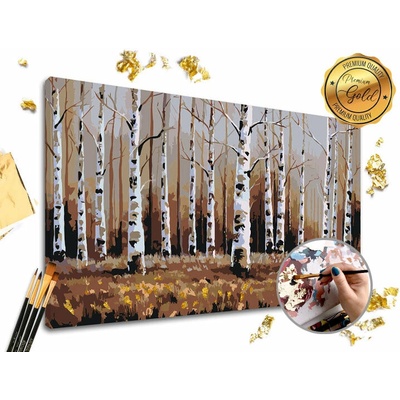 Maľovanie podľa čísel PREMIUM GOLD | Brezový les - 60x40 cm