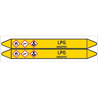 Značení potrubí, LPG,2 ks, 450 × 52 mm PZ 007628
