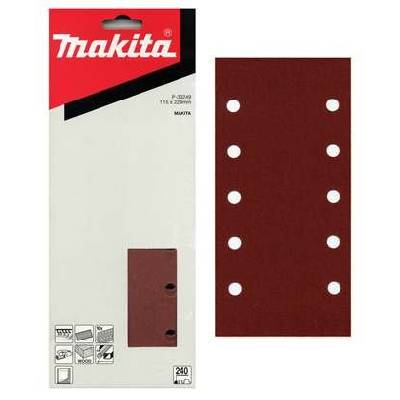 Шлайф хартия MAKITA с велкро закрепване 115x229 мм 10 отвора K240, 10 бр. P-33249 (P-33249)