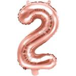 Party Deco Фолиев Балон Цифра, Розово Злато, 35см - 2 (fb10m-2-019r)
