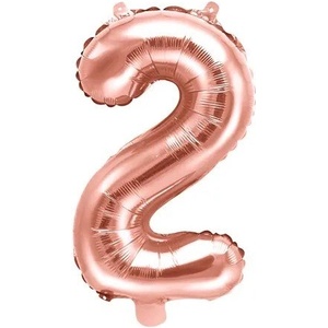 Party Deco Фолиев Балон Цифра, Розово Злато, 35см - 2 (fb10m-2-019r)