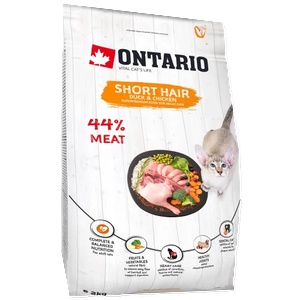 ONTARIO SHORTHAIR Adult duck chicken cat food - суха храна за късокосмести котки над 1 година с патешко и пилешко месо 2 кг, Чехия 213-10335