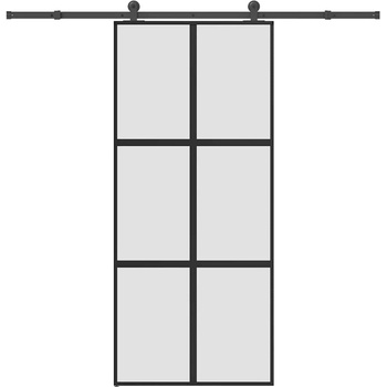 vidaXL Плъзгаща се врата с обков 90x205 см Закалено стъкло&Алуминий (3332963)