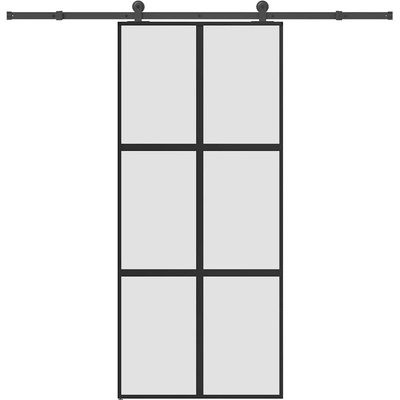 vidaXL Плъзгаща се врата с обков 90x205 см Закалено стъкло&Алуминий (3332963)