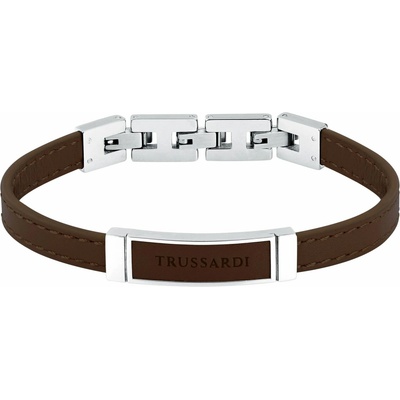 Trussardi Hnědý kožený náramek pro muže T-Leather TJAXZ06