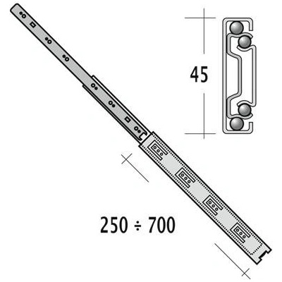 Level Kuličkový plnovýsuv 32650 350 mm 45 kg