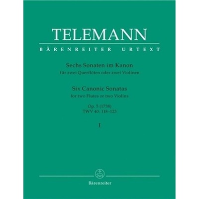 Šesť kanonických sonát op. 5 Volume 1 pre dve priečne flauty alebo dvoje husle 2 Georg Philipp Telemann
