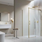 Radaway Правоъгълна душ кабина с плъзгаща се врата Radaway Idea KDJ 160x110 см, матирано златисто-прозрачно покритие, дясна (387046-99-01R+387053-99-01L)