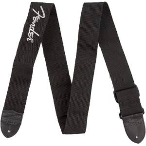Fender Black Poly Strap 2" Grey Fender logo
