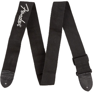 Fender Black Poly Strap 2" Grey Fender logo