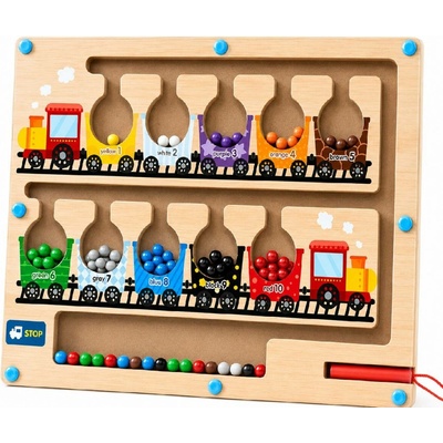 iMex Toys HE0802 Montessori magnetické bludiště ze dřeva učení barev a počítání – Hledejceny.cz