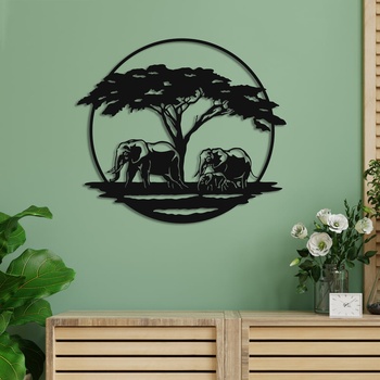 Decono Метална Декорация Семейство Слонове