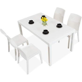 BICA Комплект техноратанови мебели Houston/Virginia бял за 4 души Bica (BC9094BL-4x9095BL)