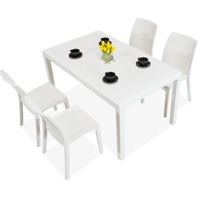 BICA Комплект техноратанови мебели Houston/Virginia бял за 4 души Bica (BC9094BL-4x9095BL)