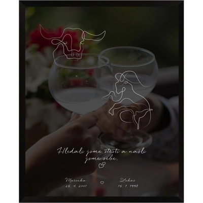 Plakát ZNAMENÍ a QR KÓD vlastní píseň a fotografie Rámeček: Černý rámeček, Počet osob, Text: 2 osoby, Text plakátu: Text na obrázku
