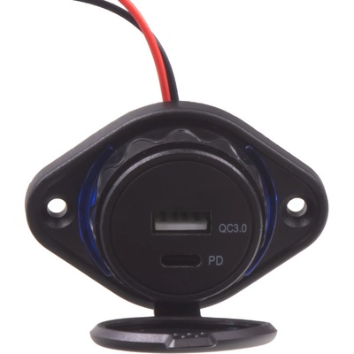 34660 USB QC3.0 + USB-C PD zásuvka 12/24V, montáž na povrch