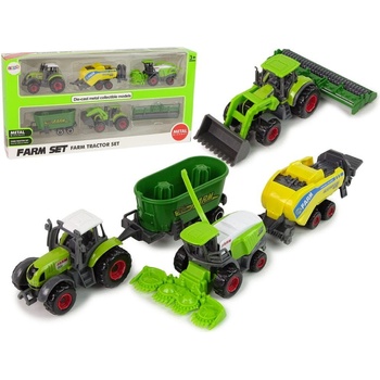 Lean-toys Sada 6 poľnohospodárskych vozidiel Traktor Kombajn Kovové diely