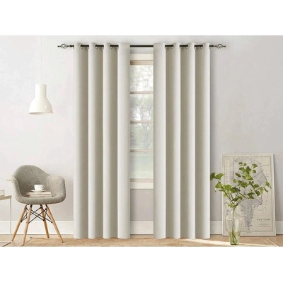 Bílo-krémový závěs OXFORD 140x250 cm Zavěšení: Řasící páska