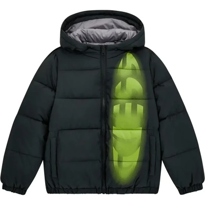 GUESS Есенно яке за момче в тъмно зелен цвят с електрикав надпис Guess