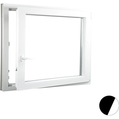 Aluplast plastové jednokřídlo 1400 x 1100 mm Palisander/bílá, Pravé, Trojsklo Ug= 0,7
